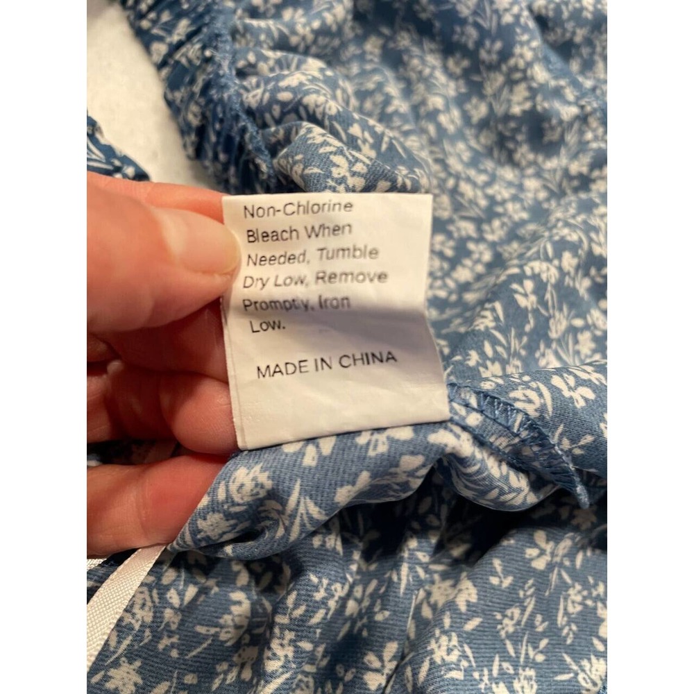 Shein Layered Tiered Blue Ditsy Floral Mini Skirt XS/S Ruffle Frill Trim Boho - Picture 6 of 8